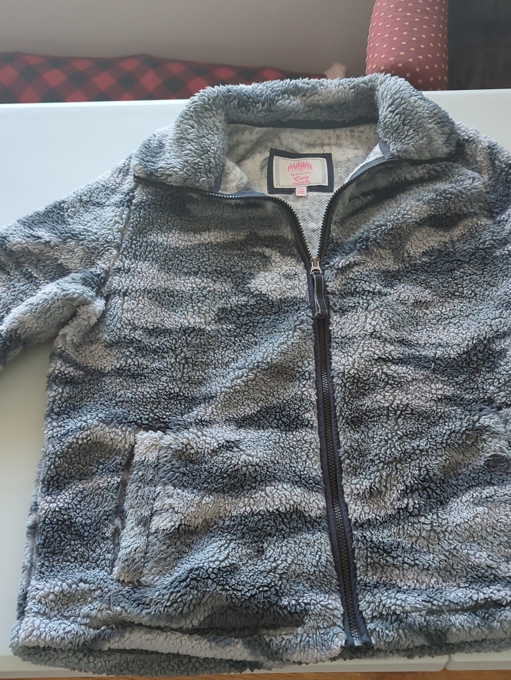 Grey Sherpa Zip Jacket - Cozy Fleece Coat